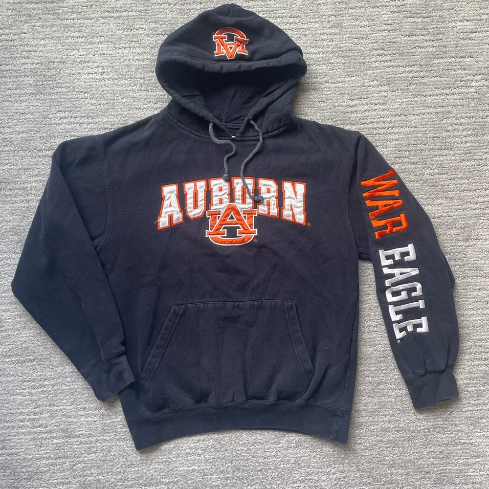 MV Sport Blue and Orange Auburn Hoodie Sweatshirt